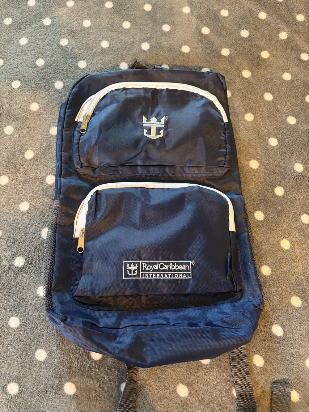 Royal Caribbean Navy Blue Backpack with White Zipper Accents